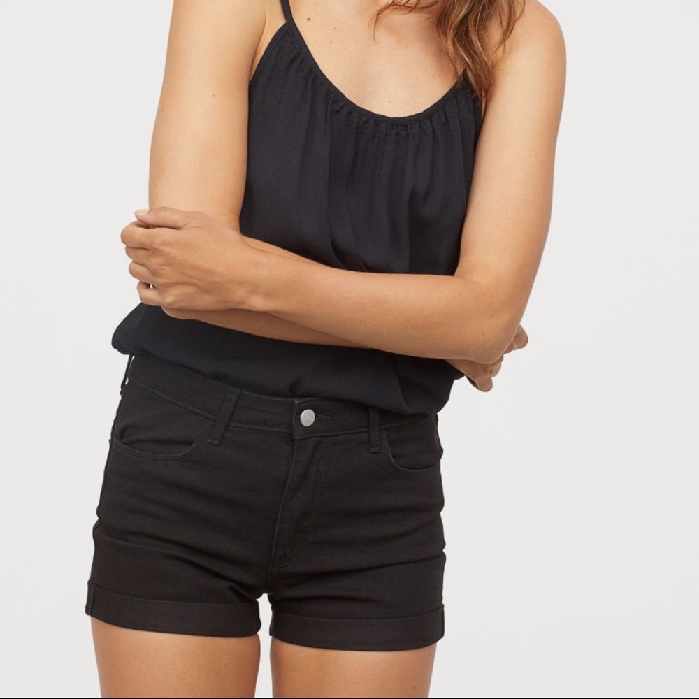 H&M Plain Black Denim Shorts